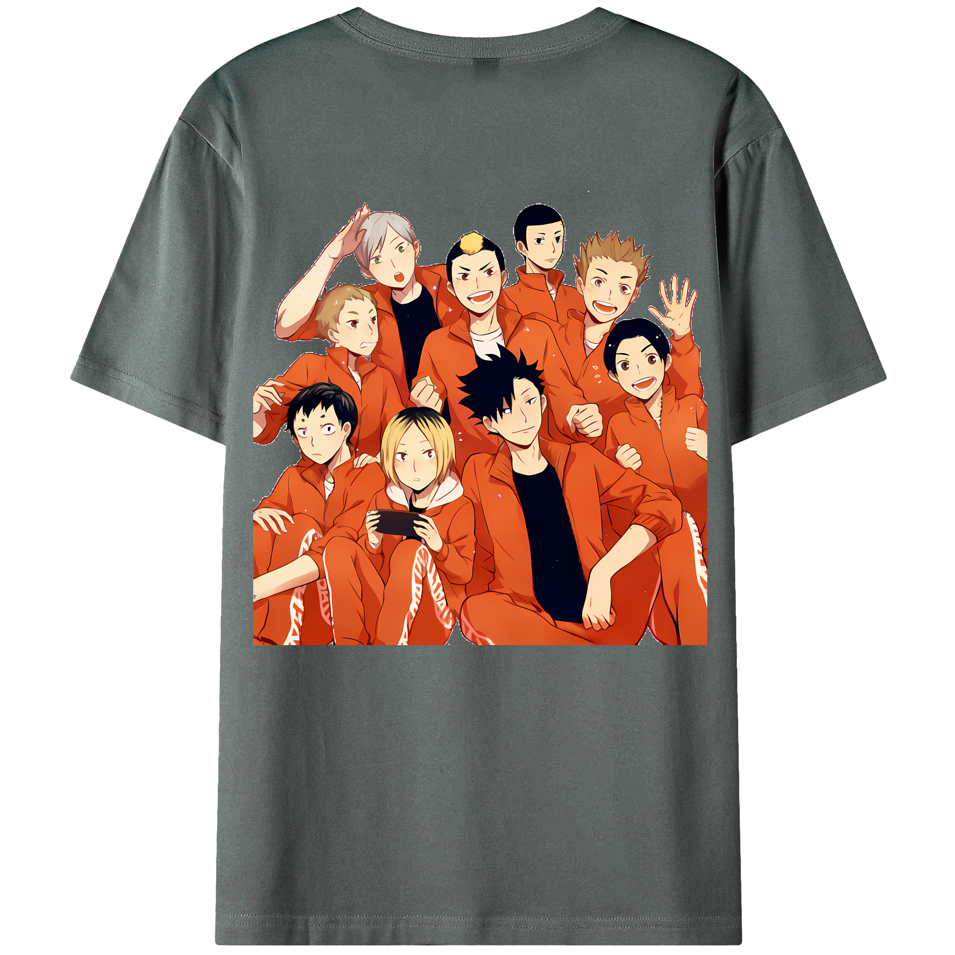 （画像用） ハイキュー!! Haikyu!! 綿100％ メンズ半袖Tシャツ（バックプリント） 通気性